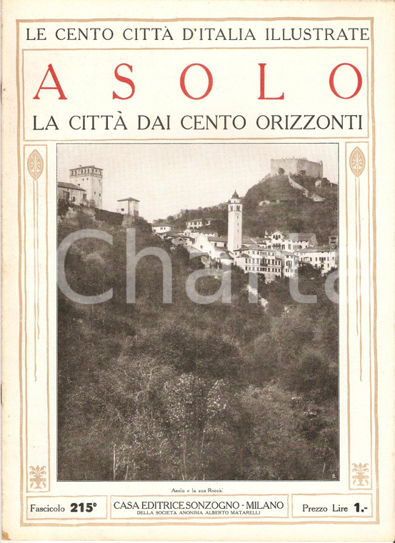 1928 CENTO CITTA' D'ITALIA - ASOLO Fascicolo 215 *Rivista SONZOGNO