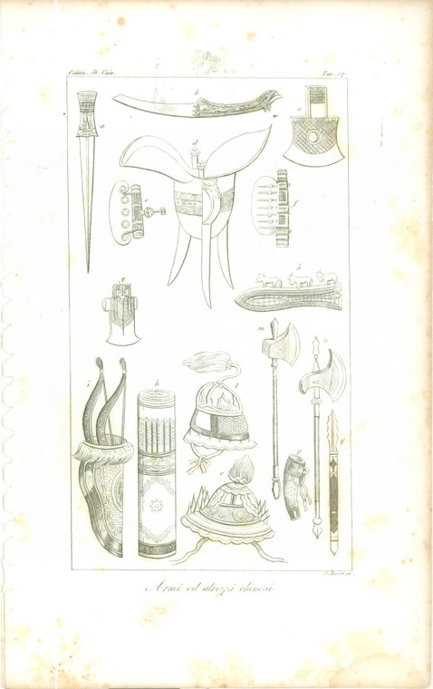 1845 Cesare CANTU' Armi e attrezzi cinesi *Stampa estratta da Storia Universale