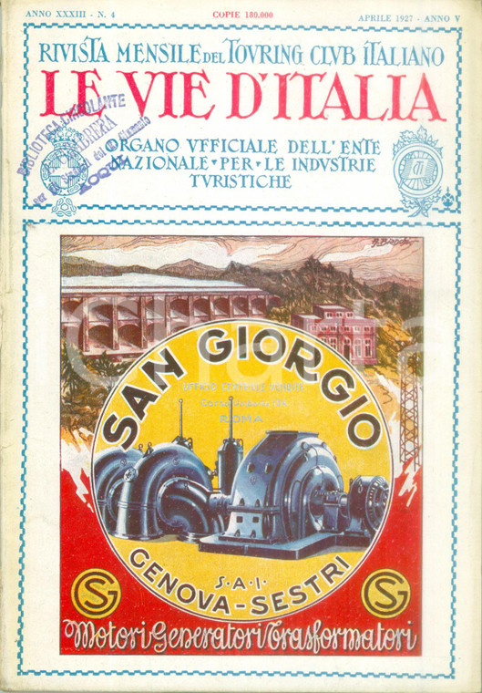 1927 LE VIE D'ITALIA TCI Una città semisotterranea: MATERA *Anno XXXIII n. 4