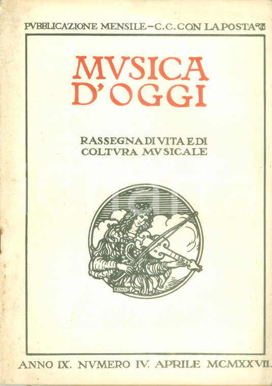 1927 MUSICA D'OGGI Il canto corale nelle scuole elementari *Rivista anno IX n. 4