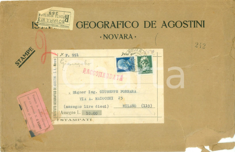 1935 NOVARA Istituto Geografico DEAGOSTINI Carta AFRICA ORIENTALE ERITREA