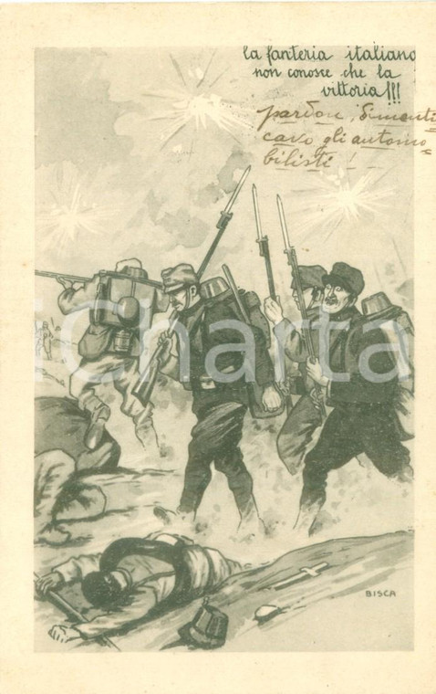 1915 PROPAGANDA WW1 Fanteria italiana non conosce che vittoria *Cartolina FP NV