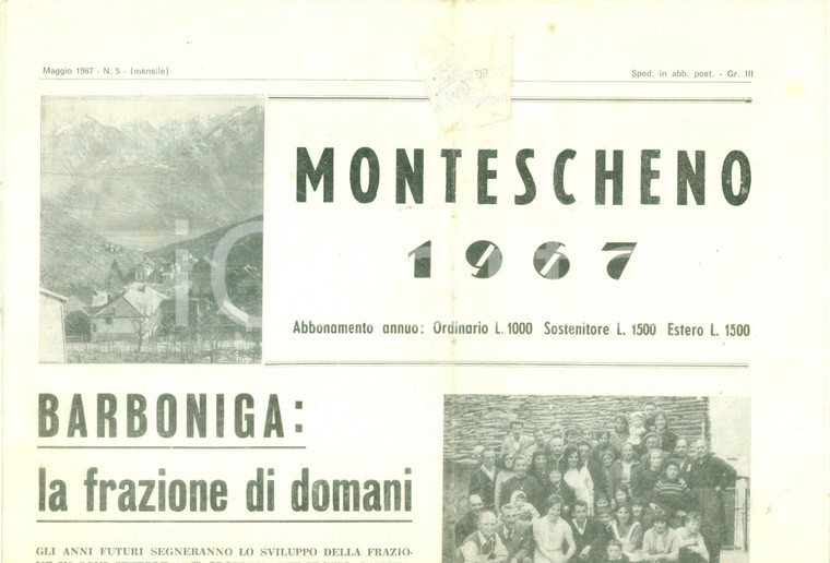 1967 MONTESCHENO BARBONIGA La frazione di domani *Giornale ILLUSTRATO