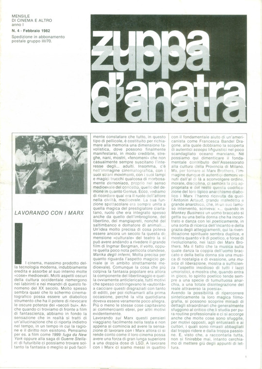1982 MILANO Obraz Cinestudio ZUPPA D'ANATRA n.4 Fratelli MARX ^Rivista di cinema
