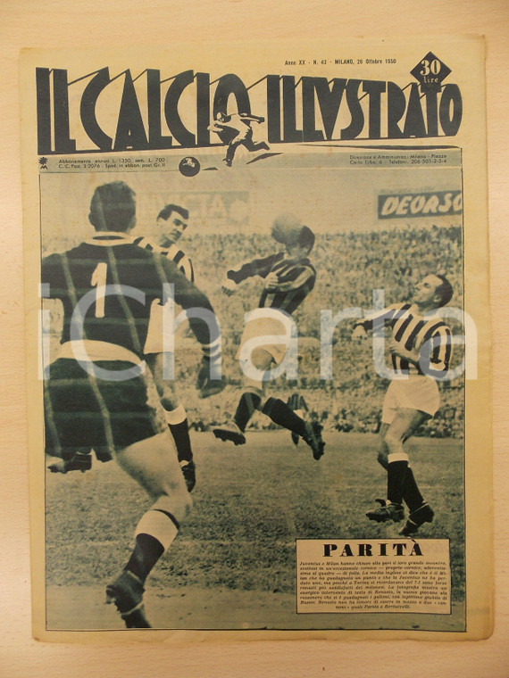 1950 IL CALCIO ILLUSTRATO Juventus e MILAN in parità *Rivista anno XX n. 43