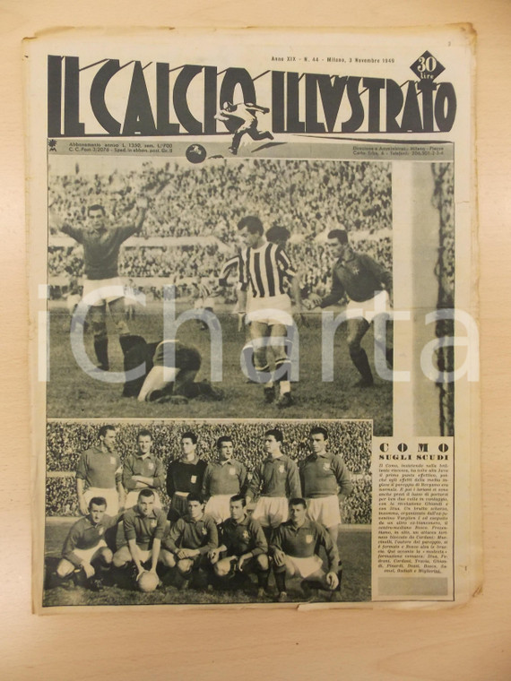 1949 IL CALCIO ILLUSTRATO Il COMO sugli scudi contro la JUVENTUS Anno XIX n 44