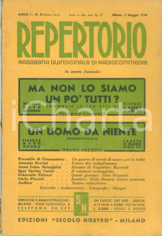 1949 REPERTORIO Radiocommedie Federico LONSDALE Ma non lo siamo un po' tutti?