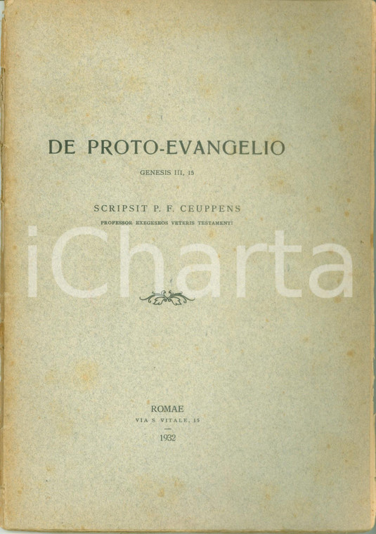 1932 Franz CEUPPENS De Proto-Evangelo GENESIS III, 15 *Pubblicazione