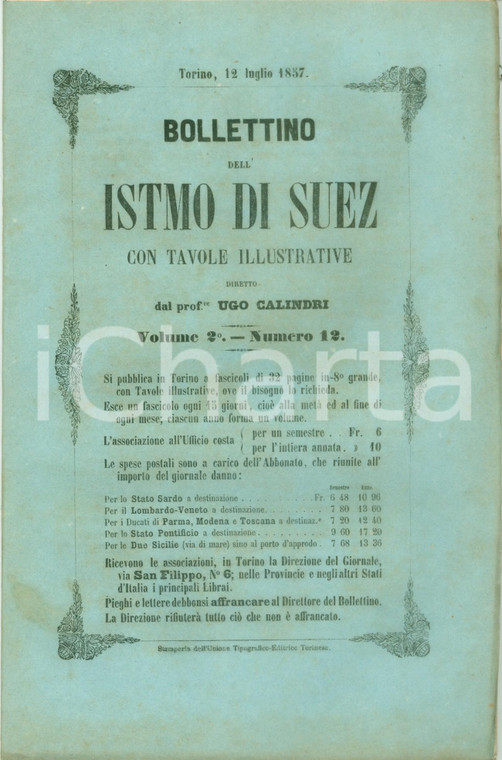 1857 BOLLETTINO DELL'ISTMO DI SUEZ 12 Gli ingegneri d'OLANDA e il BOSFORO