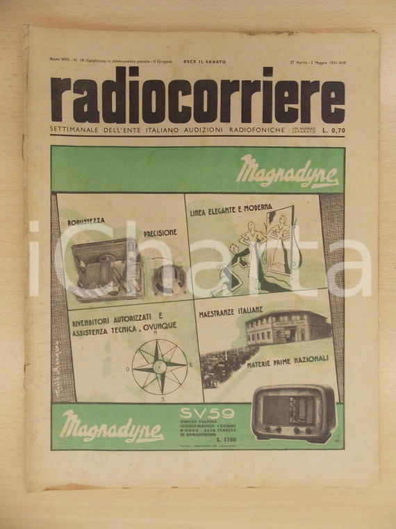 1941 RADIOCORRIERE EIAR Il crollo della GRECIA Radio a valvole MAGNADYNE