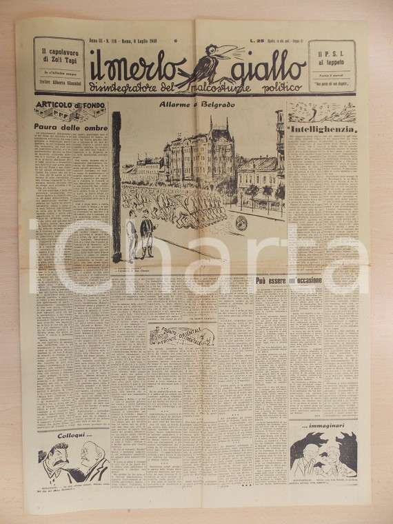 1948 IL MERLO GIALLO Antifascismo e paura delle ombre *Giornale ILLUSTRATO