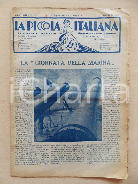 1940 LA PICCOLA ITALIANA La Giornata della Marina Militare *Rivista ILLUSTRATA