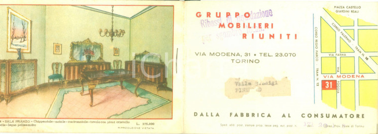1960 ca TORINO Gruppo Mobilieri Riuniti Catalogo ILLUSTRATO camere letto salotti