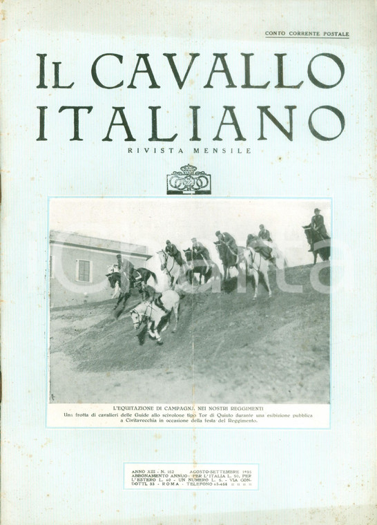 1935 IL CAVALLO ITALIANO Rivista FISE Equitazione di campagna nei Reggimenti