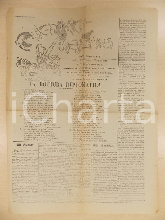 1917 MILANO GUERRINO MESCHINO Quelle care suffragette *Rivista anno XXVI n. 6