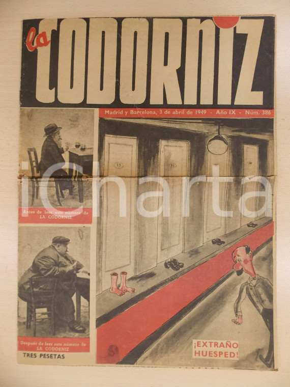 1949 LA CODORNIZ Rivista umoristica spagnola ILLUSTRATA DANNEGGIATA