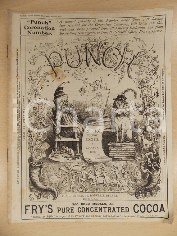 1902 LONDON Rivista PUNCH n. 3187 Giornale satirico ILLUSTRATO