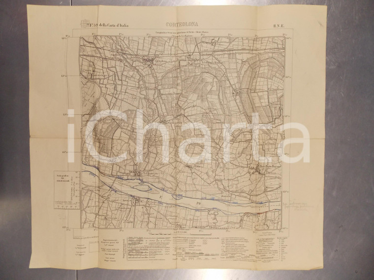 1940 ca ISTITUTO GEOGRAFICO MILITARE Cartina di CORTEOLONA *Mappa