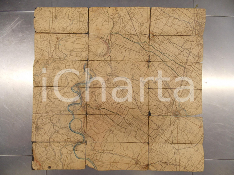 1920 ca PAVIA Mappa del Comprensorio idraulico di CORANA e PANCARANA cm 67 x 75