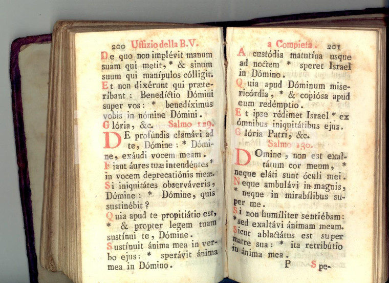 1830 ca UFFICIO DELLA B. V. MARIA Volume devozionale *DANNEGGIATO 486 pp.