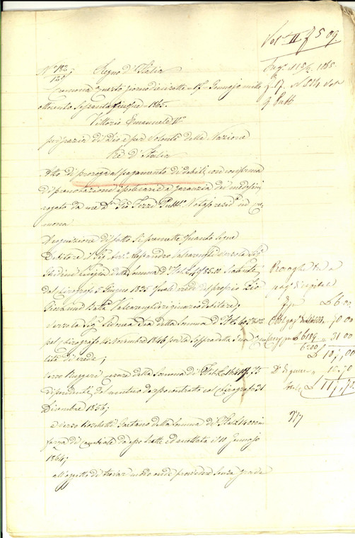 1865 CREMONA Proroga ad Alessandro VALCARENGHI per pagamento dei debiti