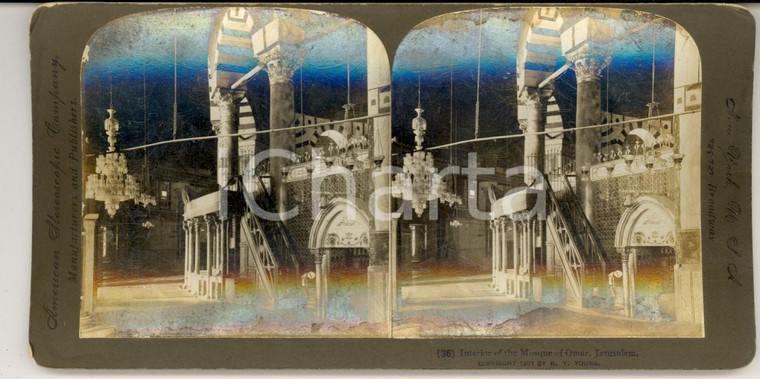 1880 JERUSALEM Interior of the Mosque of Omar *AMERICAN STEREOSCOPIC COMPANY