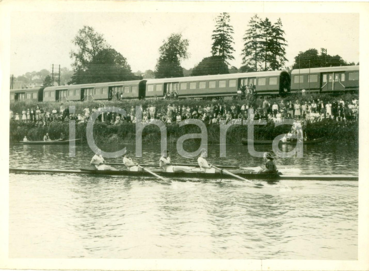 1940 ca LAGNY-SUR-MARNE Gara di canottaggio Société Nautique vicino a ferrovia