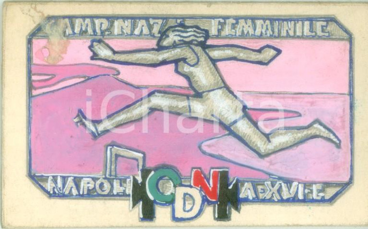 1938 NAPOLI Campionato Nazionale Femminile *Bozzetto DISEGNATO A MANO medaglia