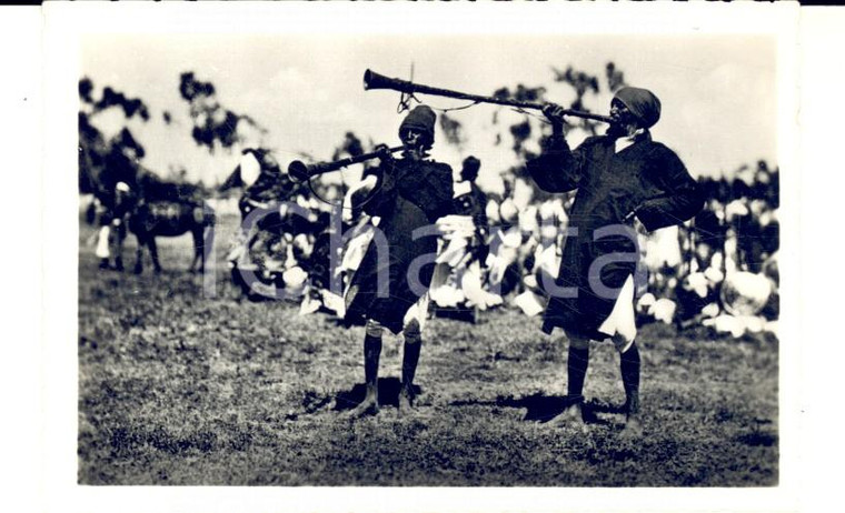 1935 ca A.O.I. ERITREA Cerimonia con indigeni trombettieri *Fotografia 9x6 cm
