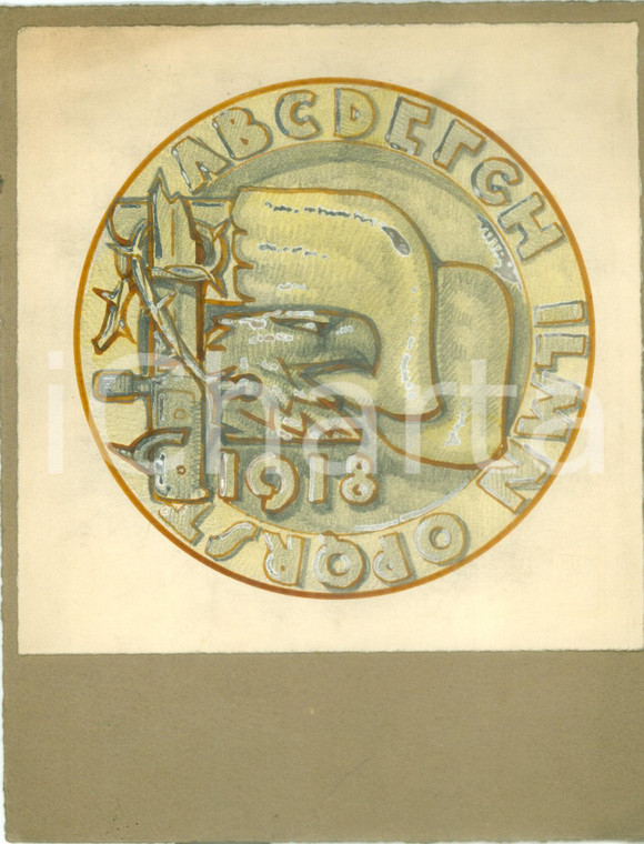 1935 ca MILANO Annuale della Vittoria *Bozzetto DISEGNATO A MANO per medaglia