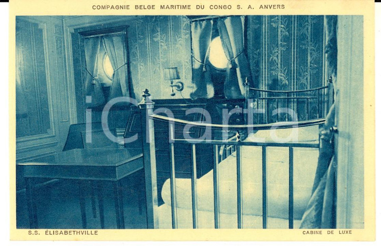 1930 ca Compagnie Belge Maritime du Congo SS ELISABETHVILLE Cabine de luxe