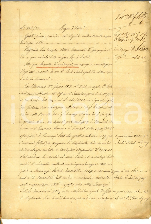 1865 CREMONA Atto di quietanza tra Gaetana LUPATTINI e Alessandro BALESTRERI
