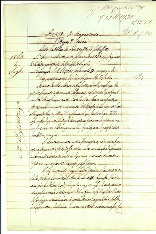 1863 CREMONA Angelo ANTONIOLI subaffitta casa con panetteria a Carlo LANFRANCHI