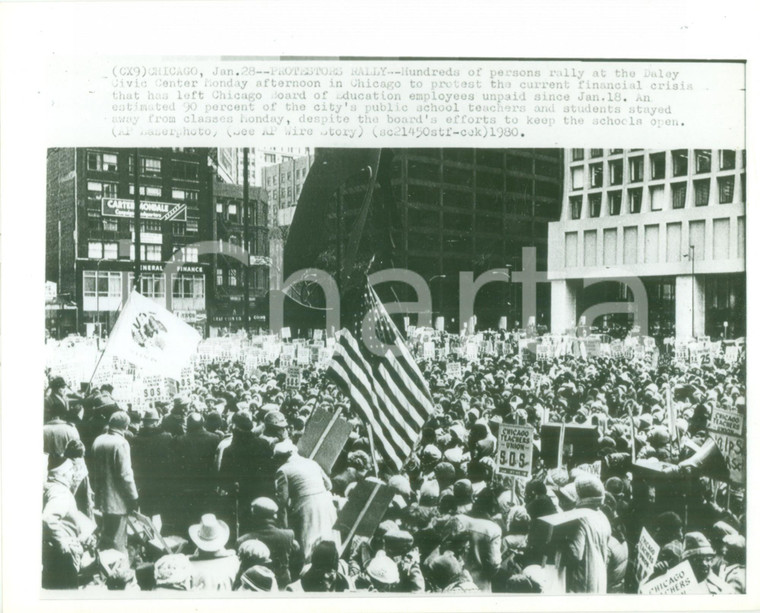 1980 CHICAGO (USA) Manifestazione vs crisi economica DALEY CIVIC CENTER *Foto