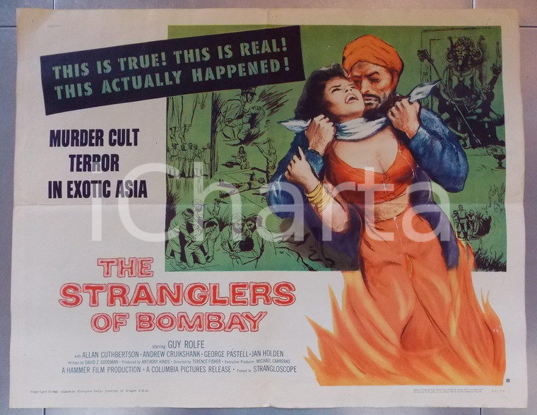 1959 STRANGLERS OF BOMBAY Terence FISHER - HAMMER FILM Manifesto *CENSURA