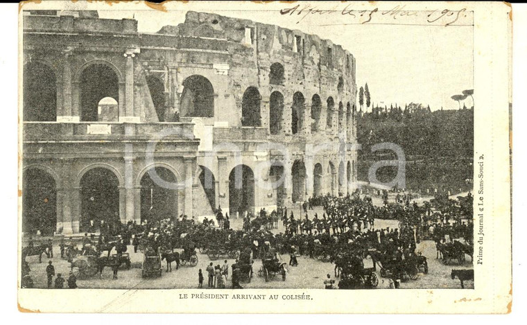 1905 ROMA Presidente Emile LOUBET arriva al Colosseo *Cartolina POSTALE FP VG