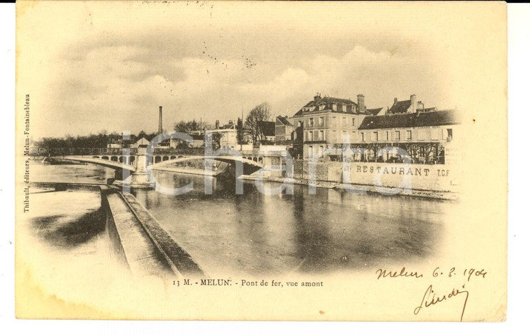 1904 MELUN (FRANCE) Pont de fer, vue amont *Carte postale FP VG