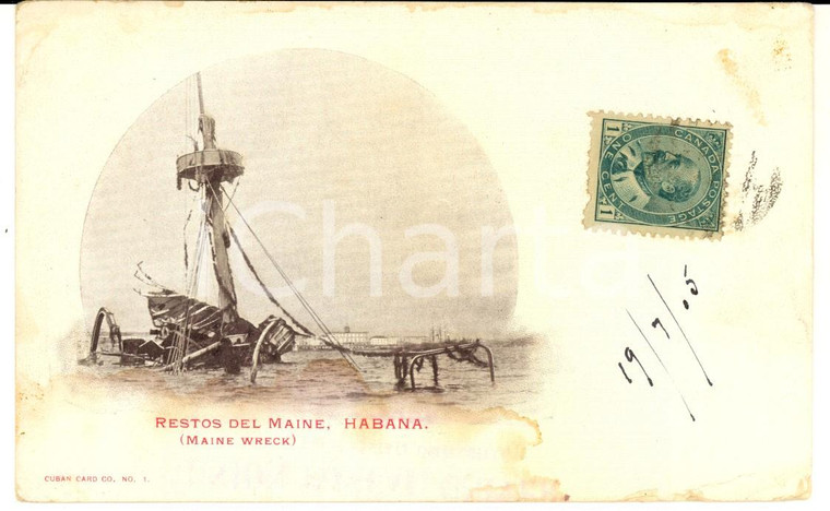 1905 LA HABANA (CUBA) Relitto del MAINE dopo l'esplosione *Cartolina FP VG