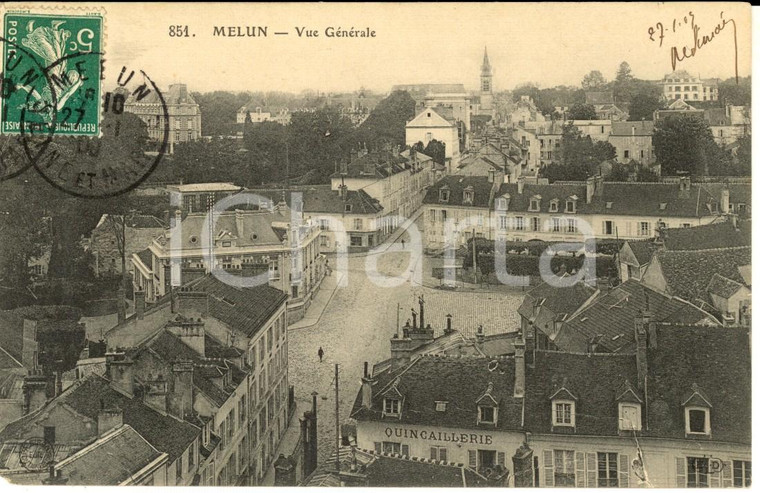 1905 MELUN (FRANCE) Vue générale avec quincaillerie  *Carte postale VINTAGE