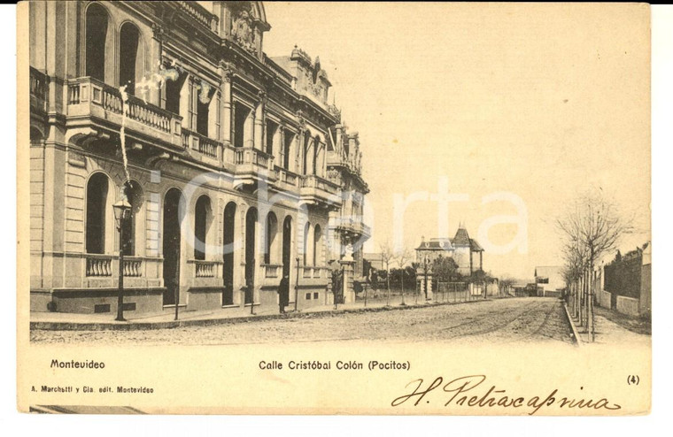 1900 ca MONTEVIDEO (URUGUAY) Calle CRISTOBAL *Cartolina postale ILLUSTRATA FP 