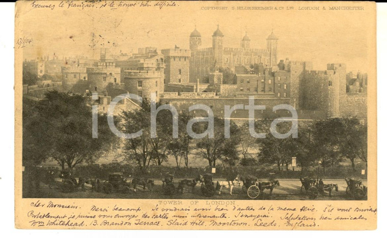 1904 LONDON The Tower *Cartolina postale animata con carrozze FP VG