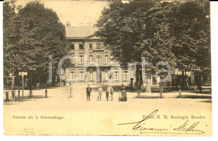 1905 L'AIA (NL) Palazzo KONINGIN MOEDER *Cartolina postale ANIMATA con bambini