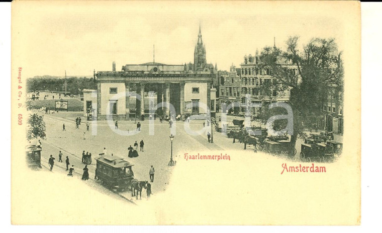 1900 ca AMSTERDAM (NL) Haarlemmerplein *Cartolina postale ANIMATA FP NV