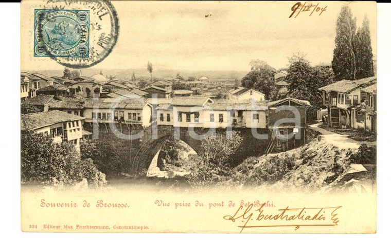 1904 BURSA (TURKEY) Veduta con il ponte IRGANDI *Cartolina FP VG