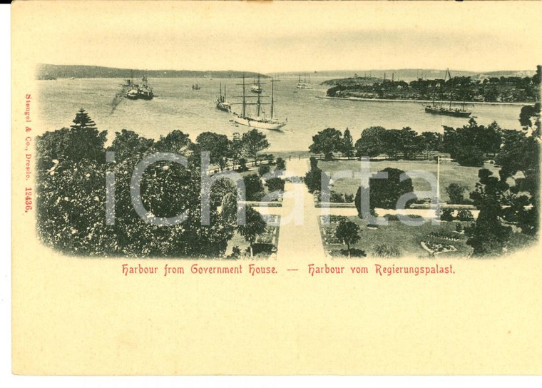 1900 ca SYDNEY (AUSTRALIA) Harbour from Government House *VINTAGE postcard