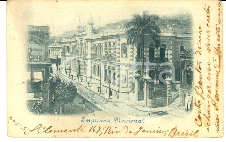 1904 RIO DE JANEIRO (BRAZIL) Imprensa Nacional *Bilhete postal VINTAGE
