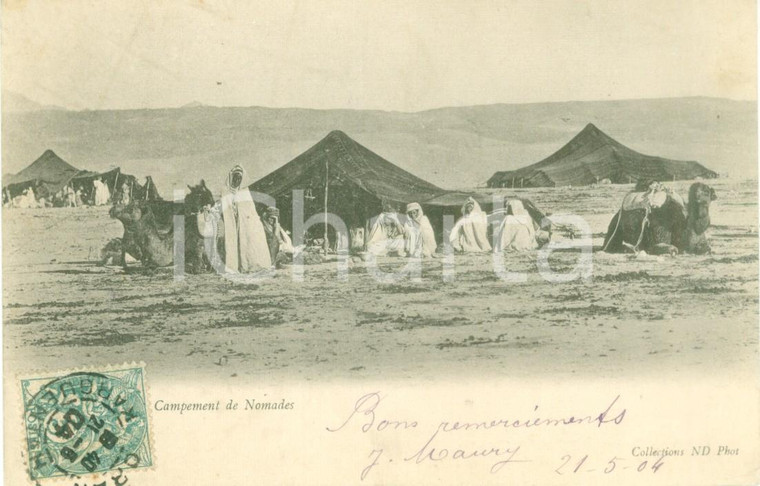 1904 ALGERIE Accampamento di nomadi nel deserto *Cartolina postale FP VG