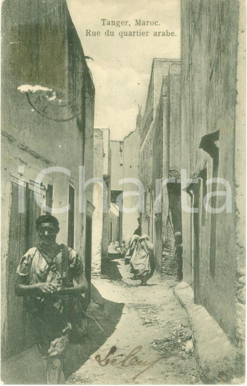 1900 ca TANGERI (MAROCCO) Rue du quartier arabe *Cartolina ANIMATA FP NV