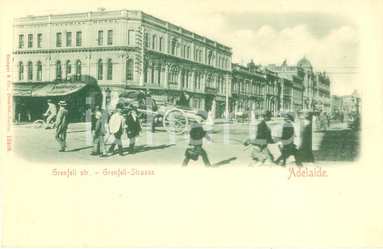 1900 ca ADELAIDE AUSTRALIA Carro e passanti in GRENFELL STREET *Cartolina FP NV