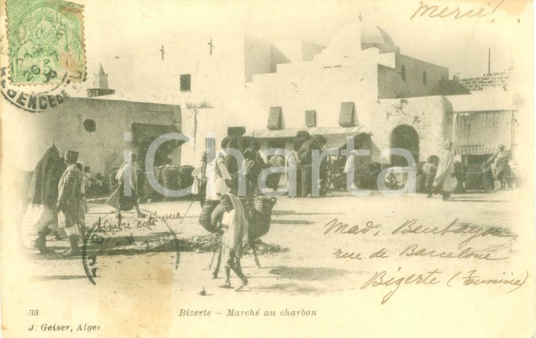 1900 BISERTA (TUNISIA) Il mercato del carbone *Cartolina ANIMATA FP VG